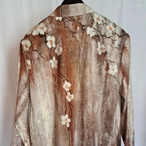 JUST FASHION NOW womens shirt BLOUSE top SIZE L Floral ART TO WEAR OFFICE ** NWT - Picture 4 of 8